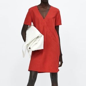 Zara Crossover shift T-shirt dress rust color